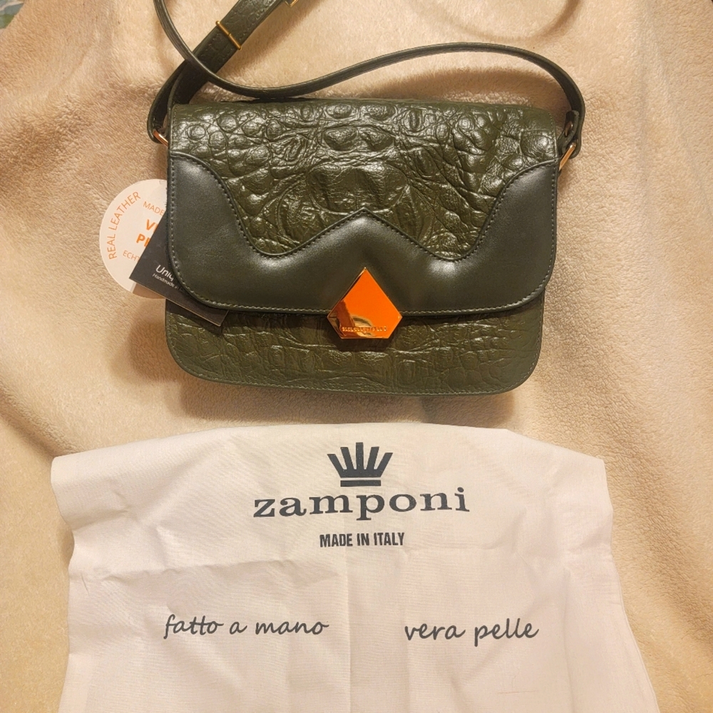 Olive Green Leather Crossbody Bag